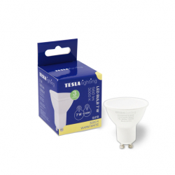 LED žárovka Tesla GU10, 7W, 230V, 560lm, 25 000h, 3000K teplá bílá, 100st