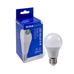 Tesla - LED žárovka BULB E27, 8W, 230V, 806lm, 25 000h, 6500K studená bílá, 220st